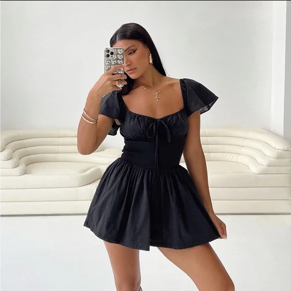 strapless open back dress The Love Galore Romper | White | Womens main image 1